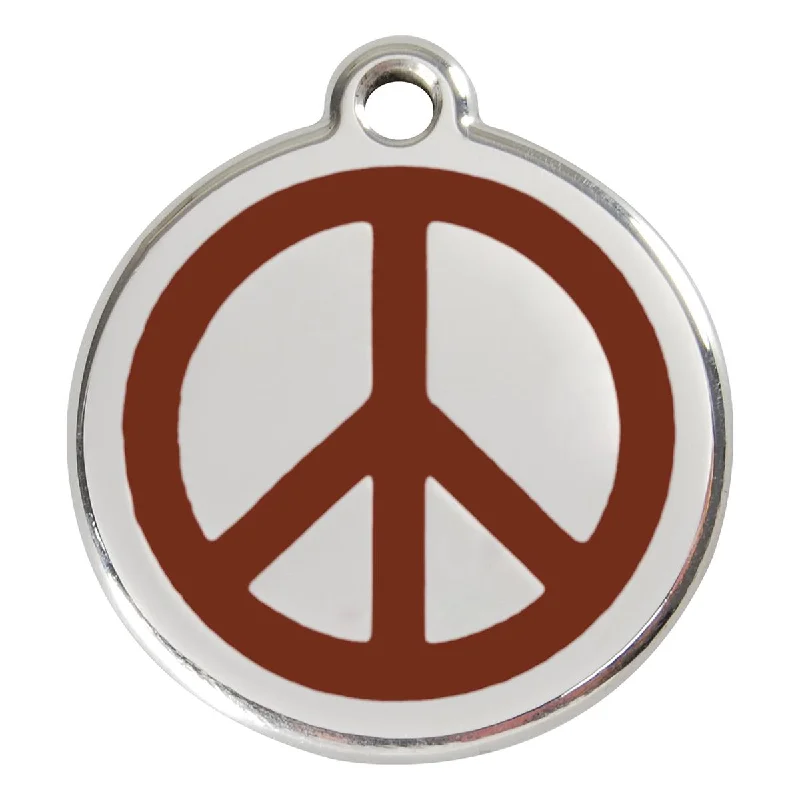- Pet tear stain cleaning wipesStainless Steel And Enamel Peace Sign Brown Dog ID Tag