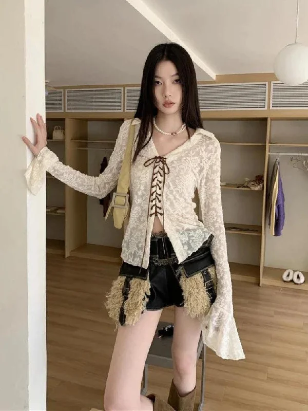- Automatic temperature adjustment cat bedFairy Grunge Transparent Lace Blouse
