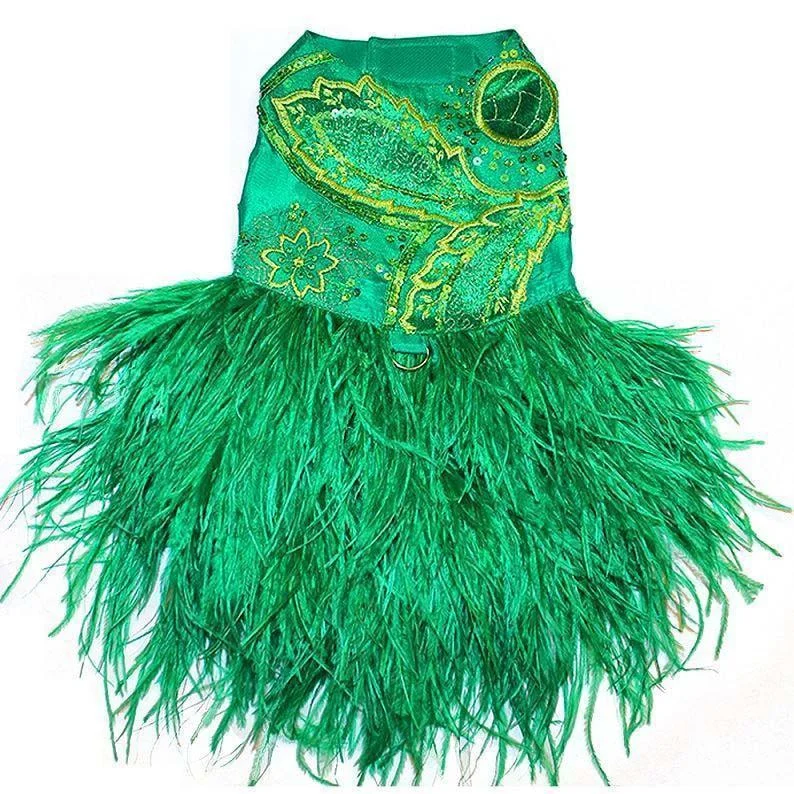 - Smart cat litter box with automatic cleaningGreen Embroidered Feather Dog Dress