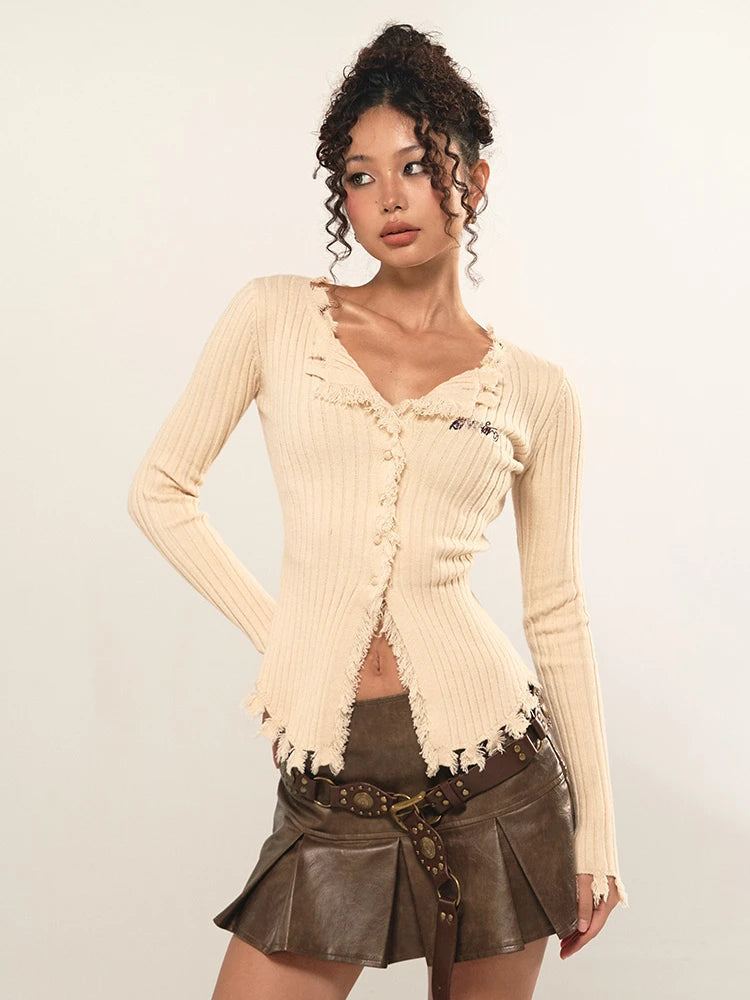 - Winter dog thick down jacketFairy Grunge Corduroy Distressed Cardigan