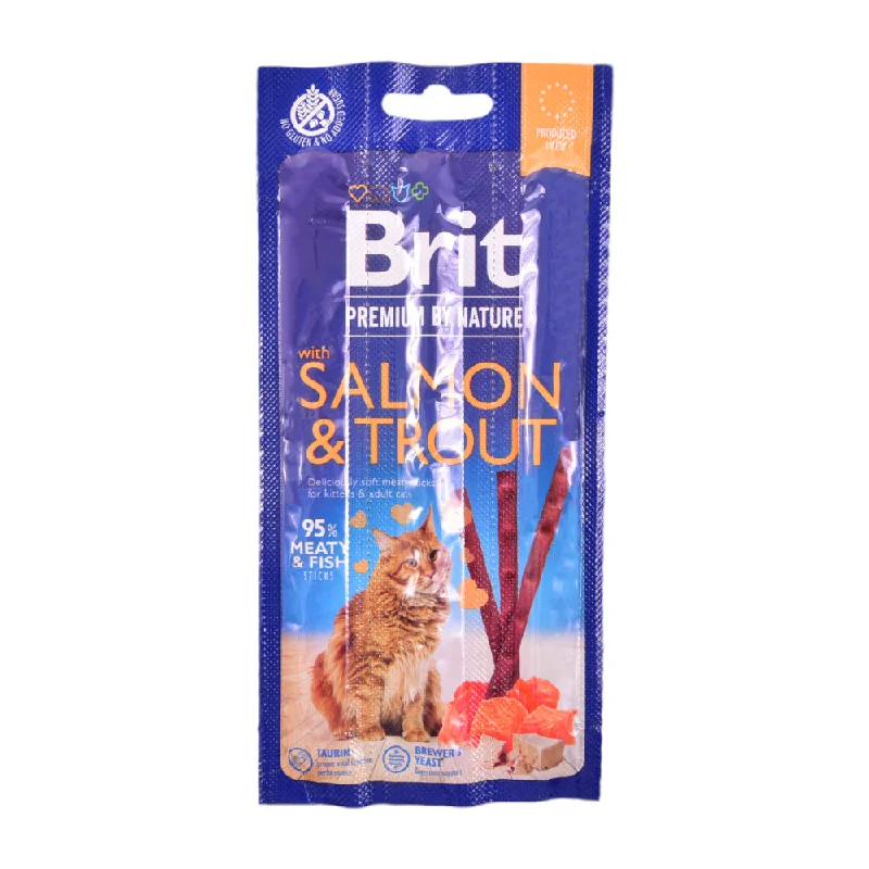 - Foldable and portable cat bagBRIT PREMIUM CAT FOOD STICK 3S SALMON & TROUT 3X5 GM