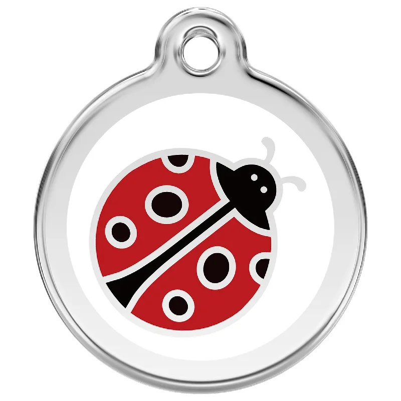 -Splash-proof food bowl AND Anti-choking slow food bowlStainless Steel And Enamel Ladybug White Dog ID Tag -Splash-proof food bowl AND Anti-choking slow food bowlStainless Steel And Enamel Ladybug White Dog ID Tag