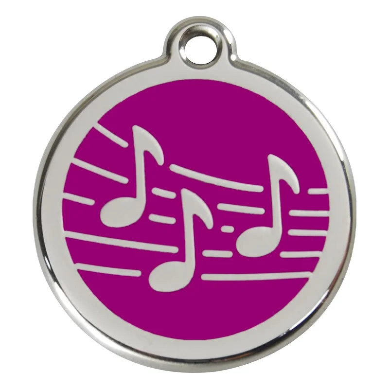 ---Stainless Steel And Enamel Music Purple Dog ID Tag