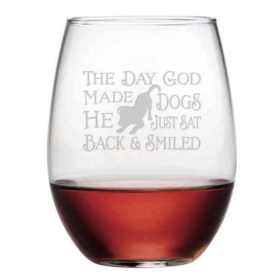 Pet ProductsGod Made Dogs Stemless Wine Glasses, Set Of 4