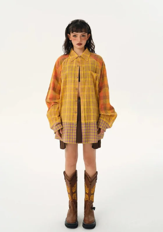 - Summer pet ice matGrunge Multi Pattern Plaid Shirt