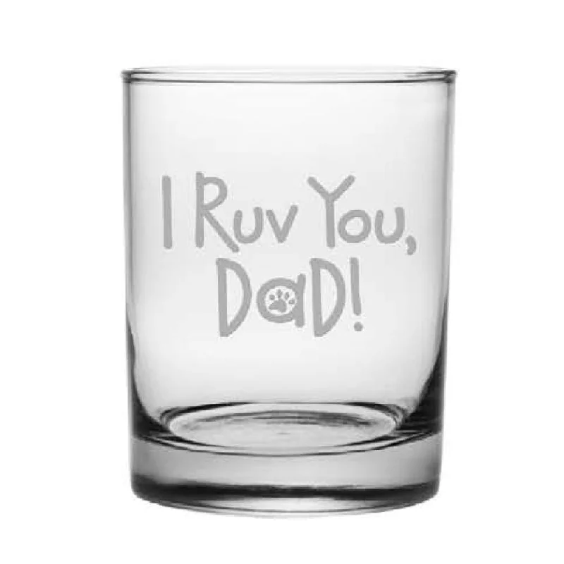 ---I Ruv You Dad Rock Glasses, Set Of 4