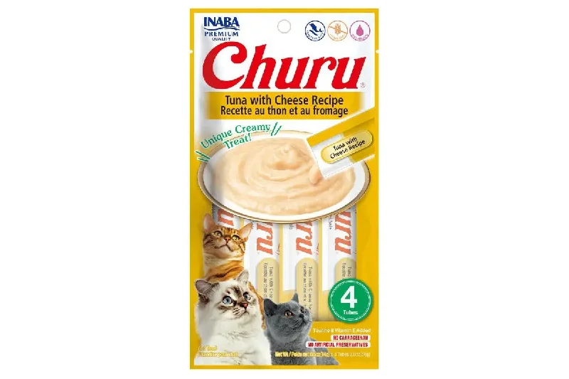  . **Functional Cat Food**  Inaba Churu Tuna With Cheese Recipe Creamy Meaty Cat Treat - 42 Gm