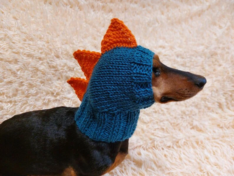 ---Dino dog hat,dino dog cloches hat snood