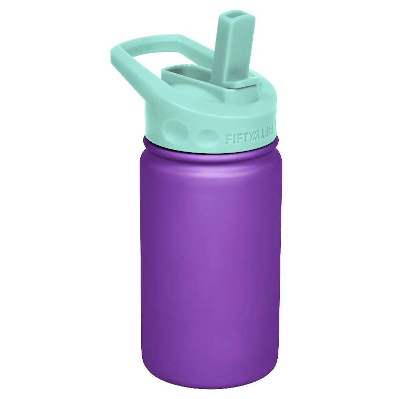 ---K12000007 12 Oz Double-Wall Vacuum-Insulated Bottles with Straw Caps Purple & Cool Mint
