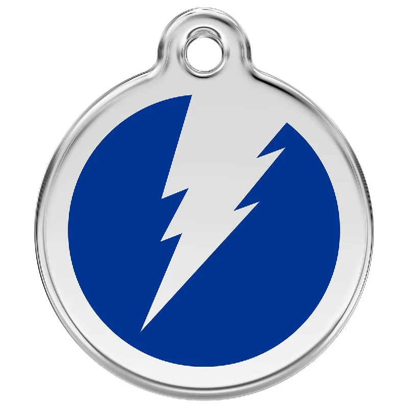 ---Stainless Steel And Enamel Flash Dark Blue Dog ID Tag