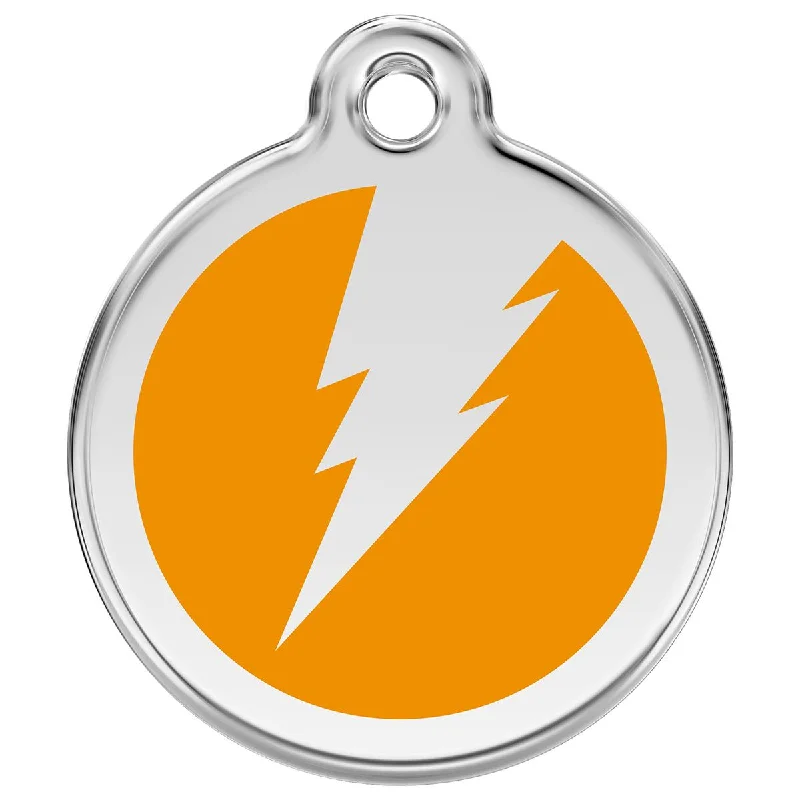 ---Stainless Steel And Enamel Flash Orange Dog ID Tag