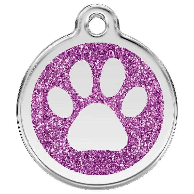 - Parrot climbing and standing wooden frameStainless Steel And Glitter Enamel Paw Print Purple Dog ID Tag - Parrot climbing and standing wooden frameStainless Steel And Glitter Enamel Paw Print Purple Dog ID Tag