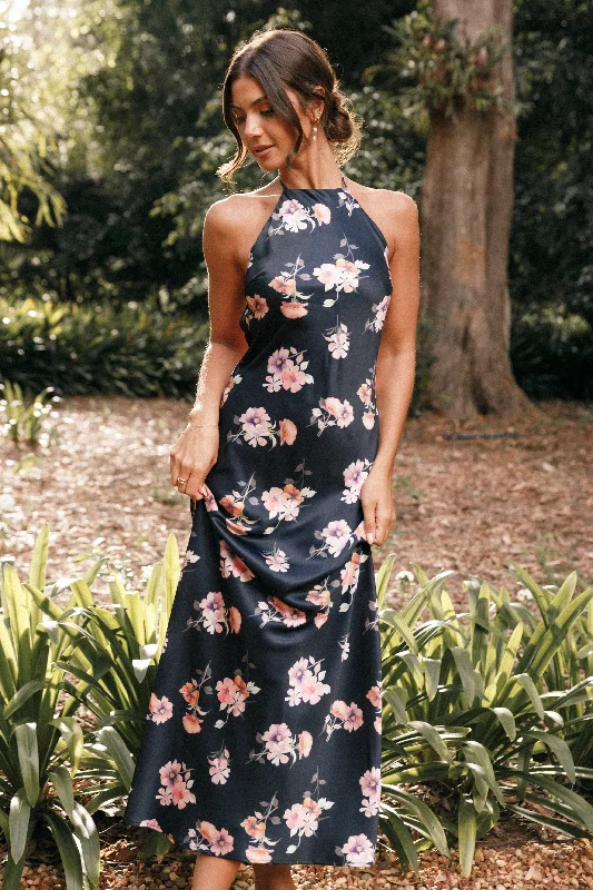 - Car dog seat beltHadley Halterneck Maxi Dress - Black Floral