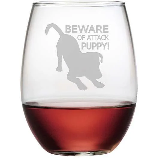 - Pet vitamin complex nutrition tabletsBeware Of Attack Puppy Stemless Wine Glasses, Set Of 4