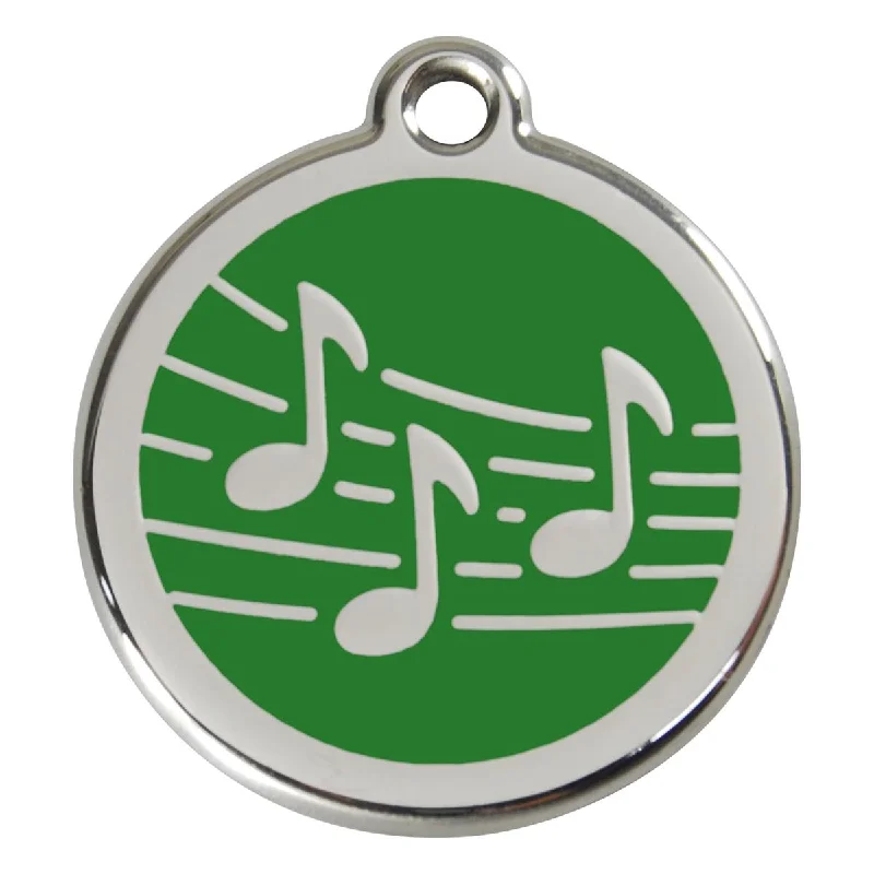 ---Stainless Steel And Enamel Music Green Dog ID Tag