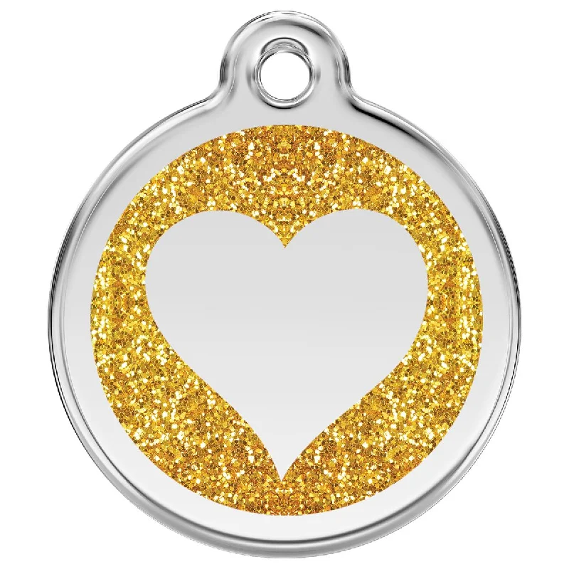 - Dog heart rate monitoring collarStainless Steel And Glitter Enamel Heart Gold Dog ID Tag