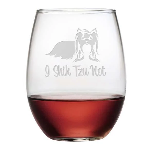- ​​Christmas pet Christmas clothingI Shih Tzu Not Stemless Wine Glasses, Set Of 4