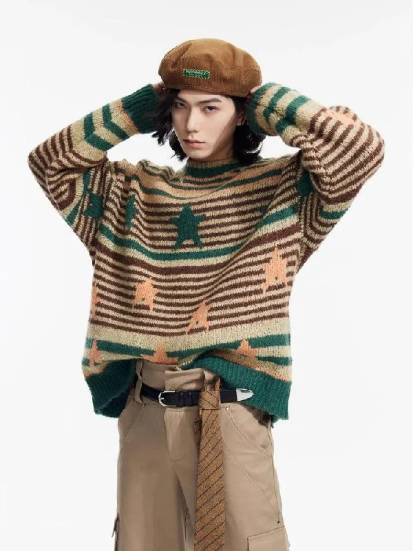 - Winter dog thick down jacketY2K Vintage Stars Striped Knitted Sweater