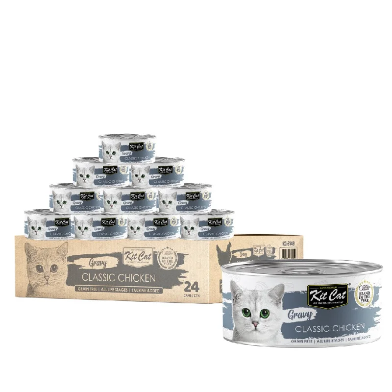    - Affordable cat food with good quality  [CTN OF 24] Kit Cat Gravy Cat Canned Food - Classic Chicken (70g)