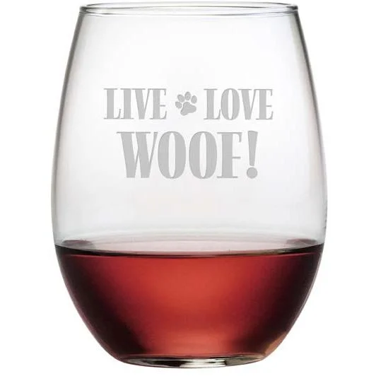 - Dog heart rate monitoring collarLive Love Woof Stemless Wine Glasses, Set Of 4