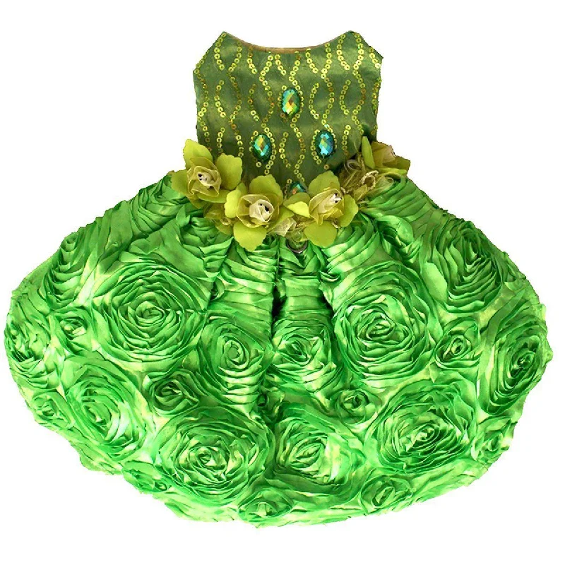  -Splash-proof food bowl AND Anti-choking slow food bowlKey Lime Green Sequin Taffeta Dog Gown