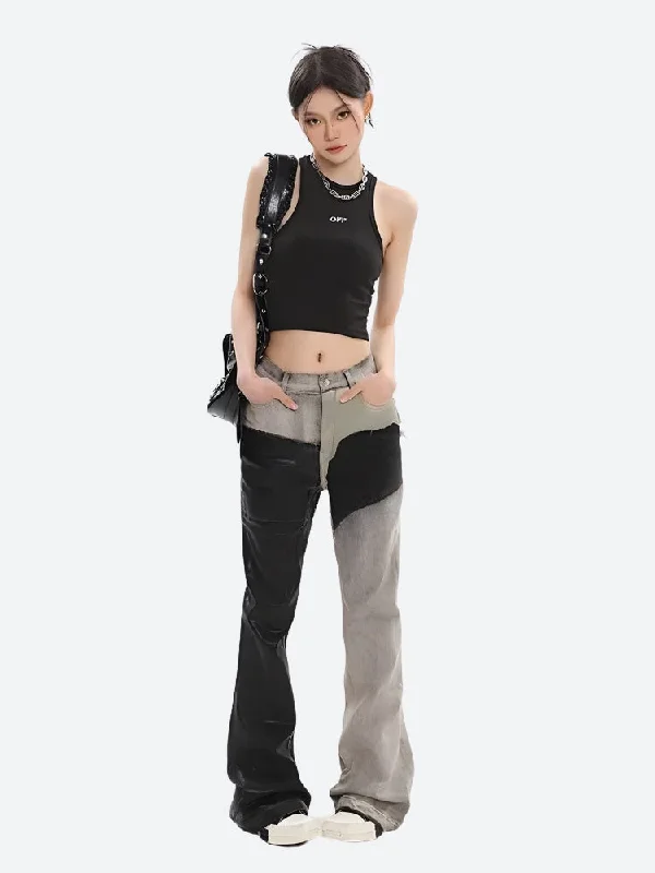 - Dog anti-slip matY2K Grunge Patchwork Flare Pants