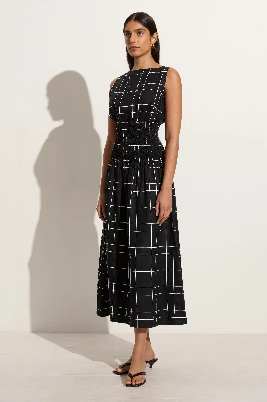 La Canella Midi Dress Letizia Check Black - Final Sale