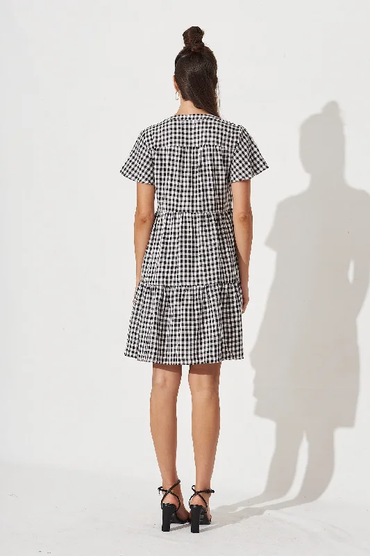 Adeline Shirt Dress In Black And White Gingham