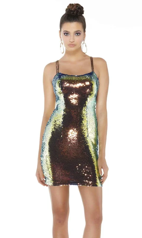 Alyce Paris - 4347 Sexy Cutout Back Opal Sequin Cocktail Dress