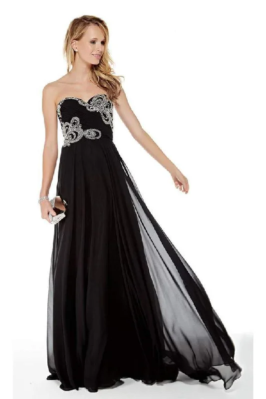 Alyce Paris - 5003 Strapless Sweetheart Neckline Beaded Chiffon Gown - 1 pc Black In Size 20 Available