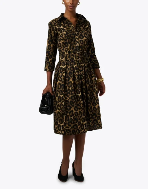 Audrey Leopard Print Stretch Cotton Dress