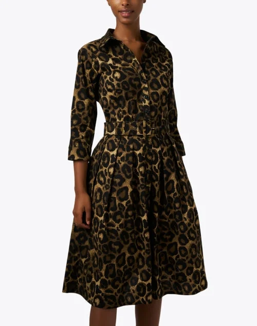 Audrey Leopard Print Stretch Cotton Dress