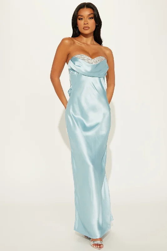 Ava Satin Gown - Blue