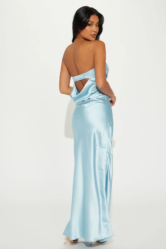 Ava Satin Gown - Blue