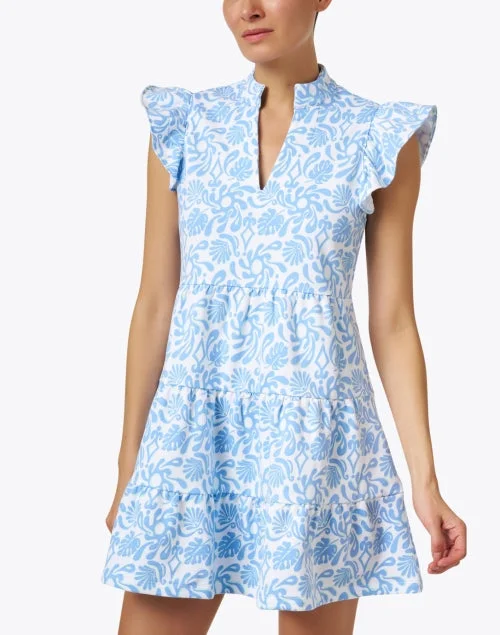 Blue Floral Print Tunic Dress