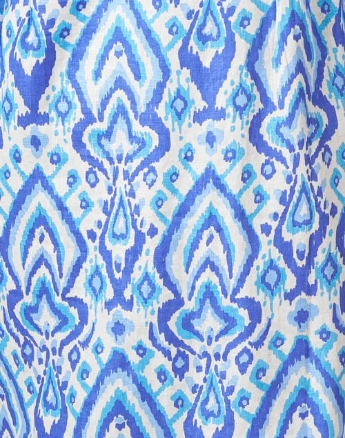 Blue Ikat Print Cotton Tunic Dress