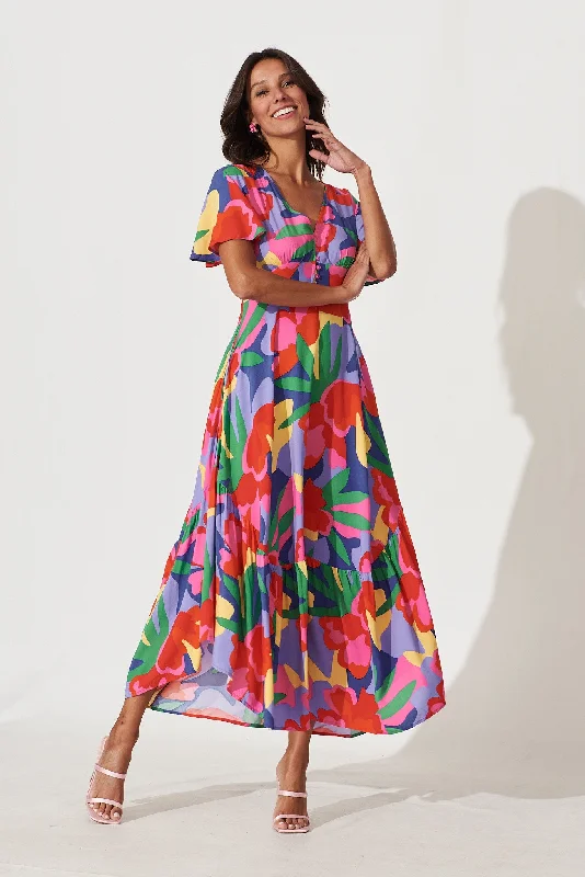 Brightside Maxi Dress In Bright Multi Print