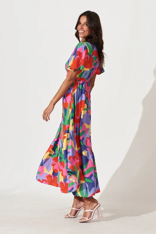 Brightside Maxi Dress In Bright Multi Print