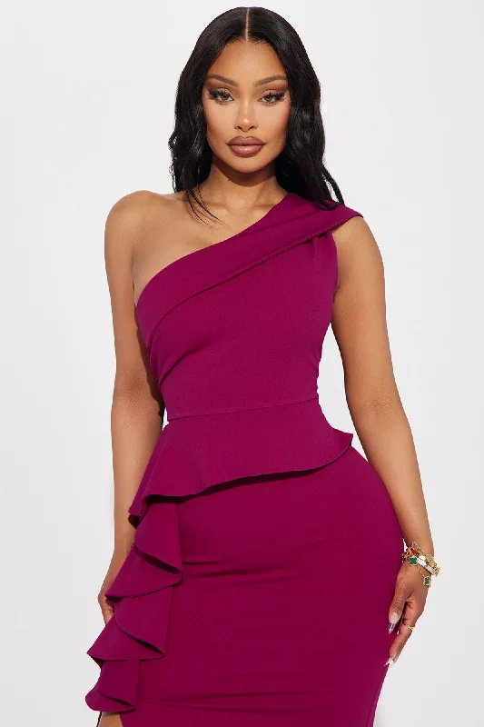 Can You Believe Crepe Gown - Magenta