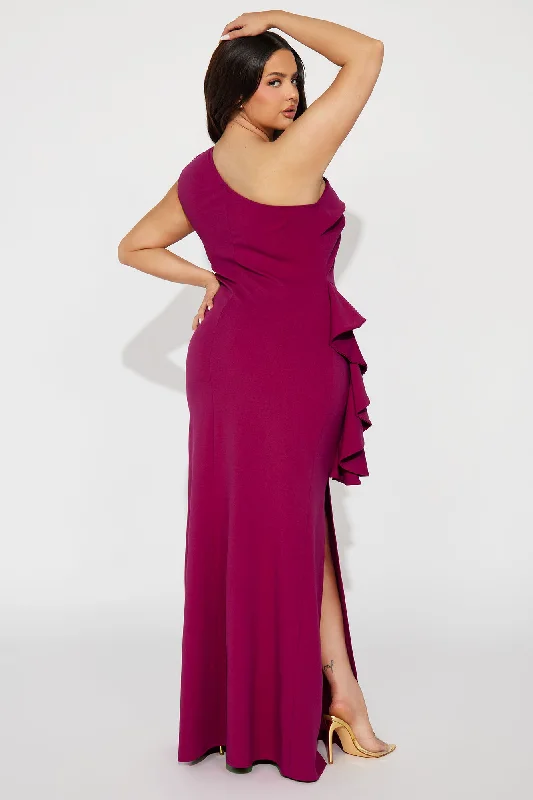 Can You Believe Crepe Gown - Magenta