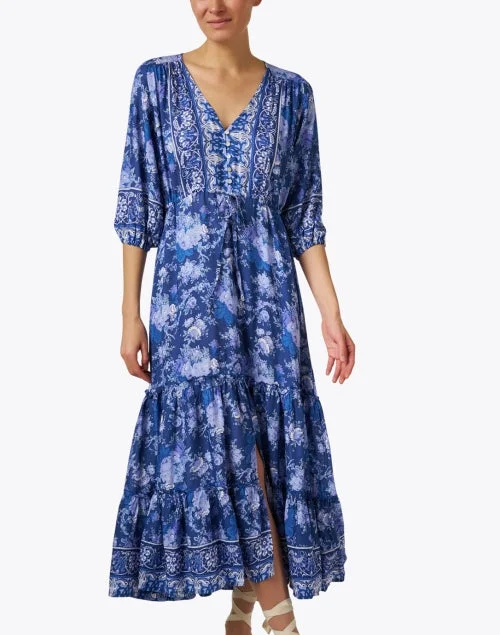 Carrie Blue Printed Midi Dress