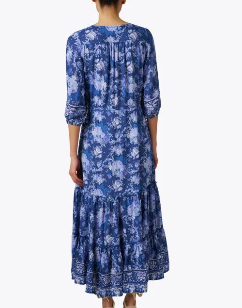 Carrie Blue Printed Midi Dress