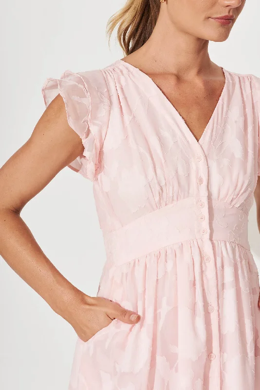 Constance Midi Dress In Pink Chiffon