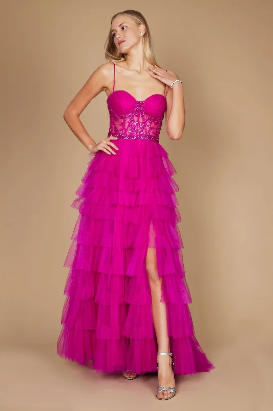 Dylan & Davids Long Fuchsia Corset Prom Ball Gown