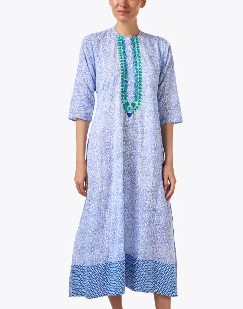 Emb Blue Print Cotton Kurta