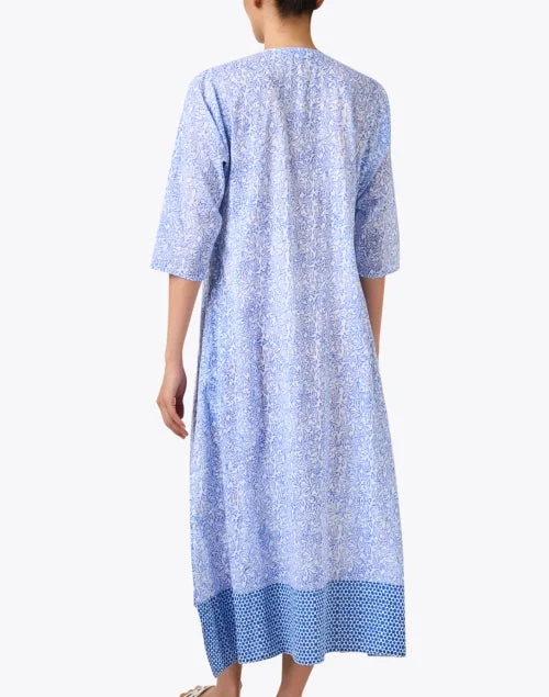 Emb Blue Print Cotton Kurta