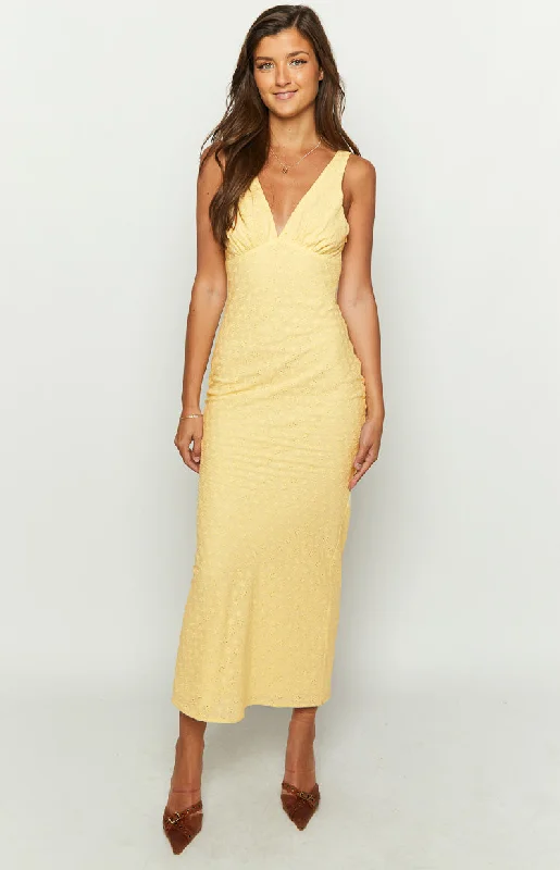 Evilia Yellow Midi Dress