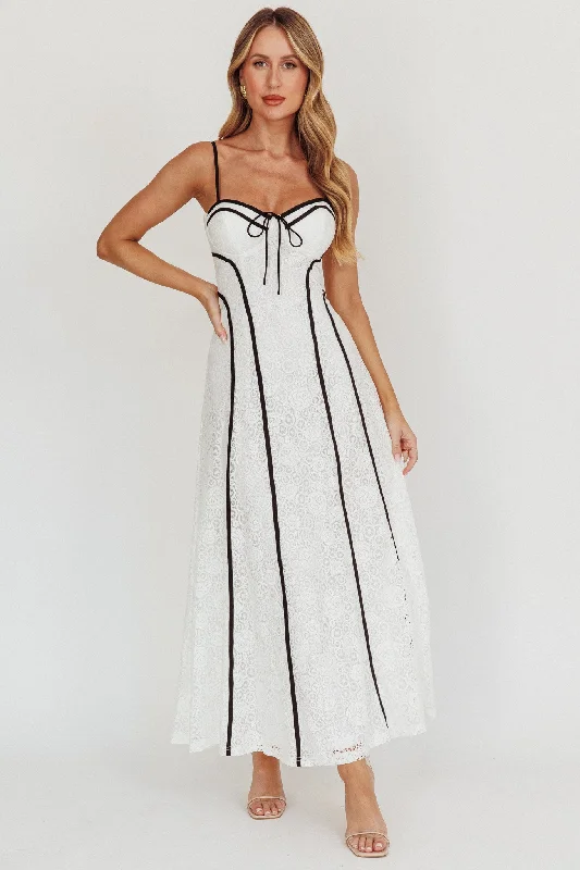 Find Your Way Lace Contrast Maxi Dress White