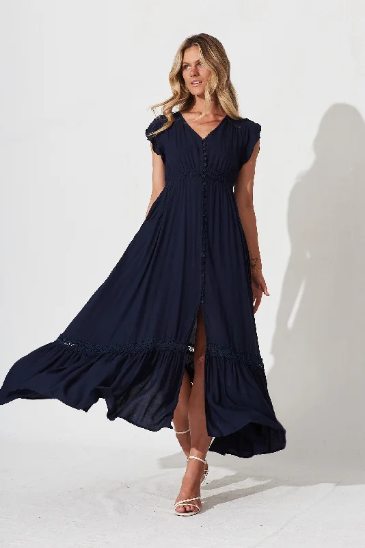 Front Runner Maxi Dress In Navy