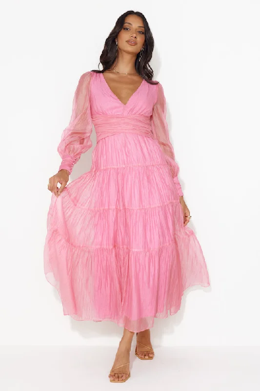 Girls Thriving Long Sleeve Maxi Dress Pink